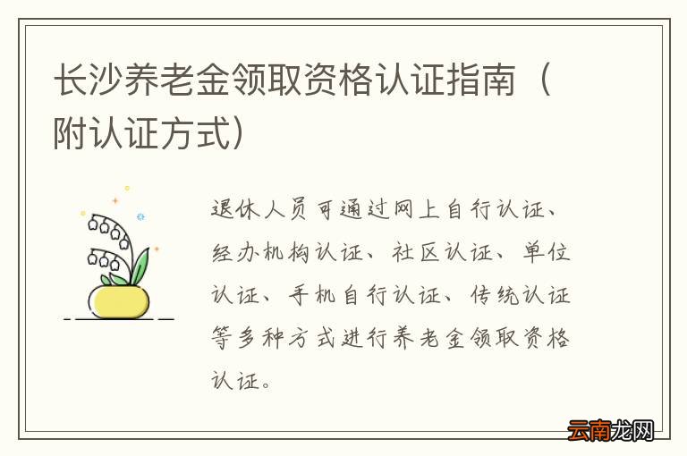 附认证方式 长沙养老金领取资格认证指南