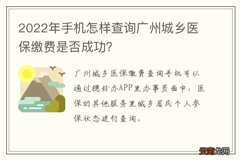 2022年手机怎样查询广州城乡医保缴费是否成功？