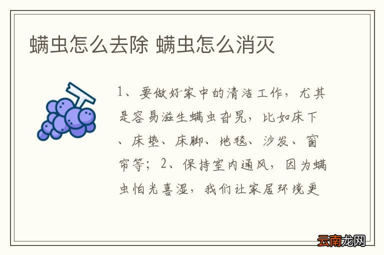 螨虫怎么去除 螨虫怎么消灭