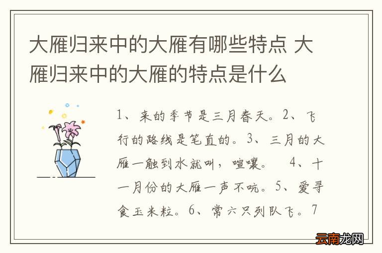 大雁归来中的大雁有哪些特点 大雁归来中的大雁的特点是什么