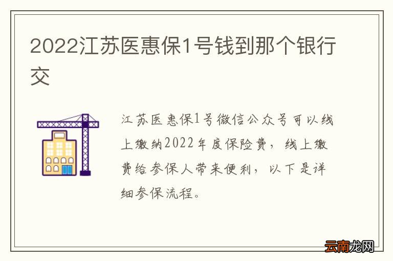 2022江苏医惠保1号钱到那个银行交