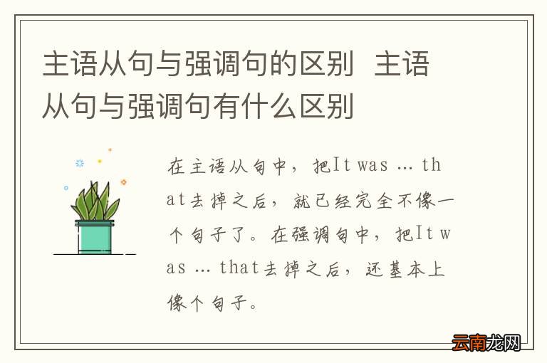 主语从句与强调句的区别主语从句与强调句有什么区别