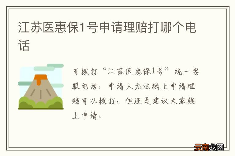 江苏医惠保1号申请理赔打哪个电话