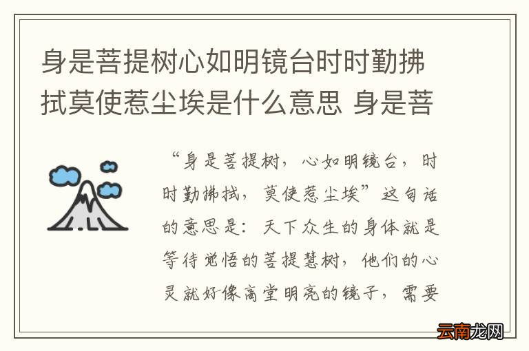 身是菩提树心如明镜台时时勤拂拭莫使惹尘埃是什么意思 身是菩提树的意思