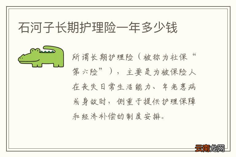 石河子长期护理险一年多少钱