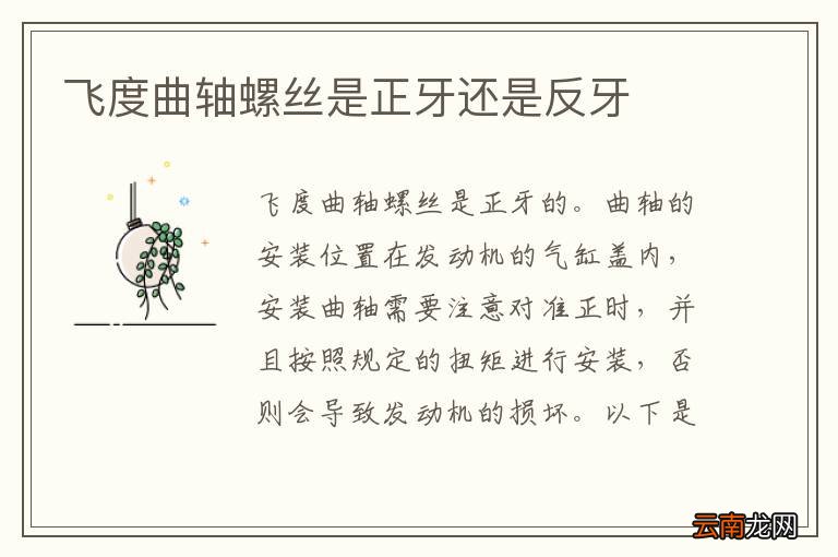 飞度曲轴螺丝是正牙还是反牙