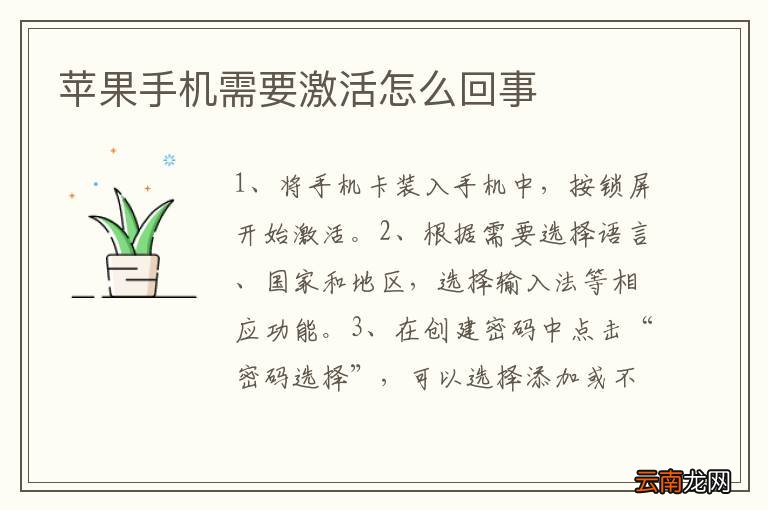 苹果手机需要激活怎么回事