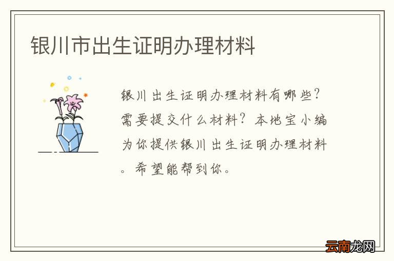 银川市出生证明办理材料