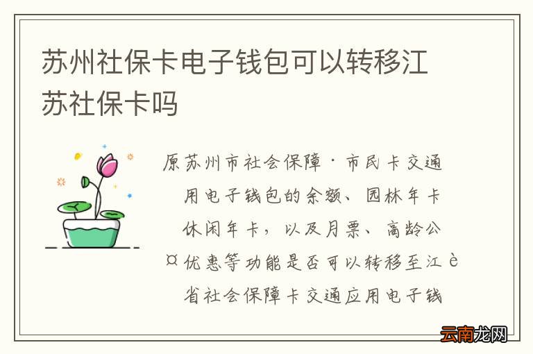 苏州社保卡电子钱包可以转移江苏社保卡吗