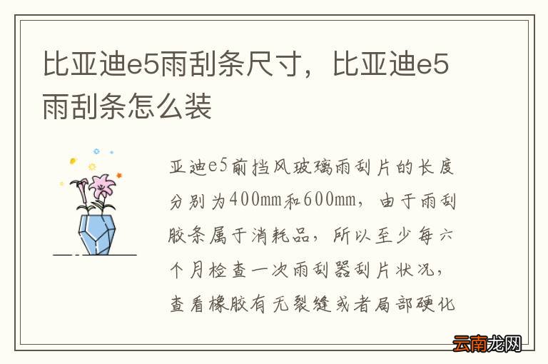 比亚迪e5雨刮条尺寸，比亚迪e5雨刮条怎么装