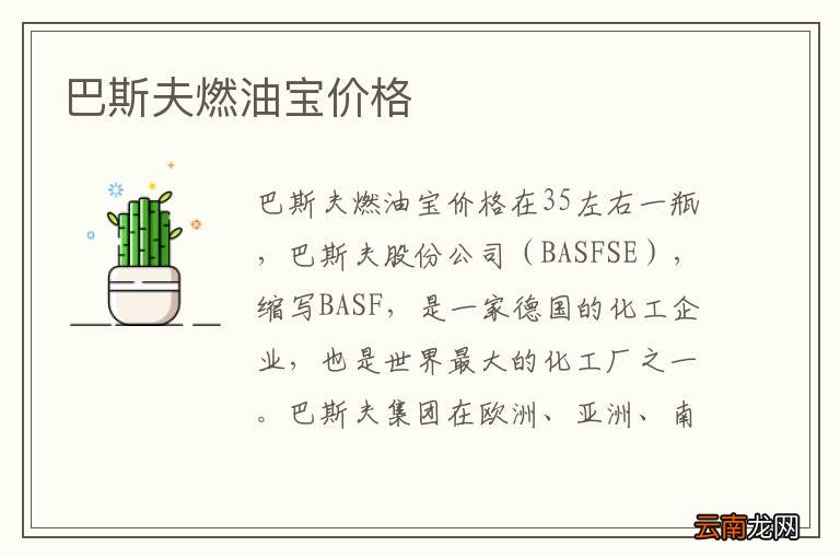 巴斯夫燃油宝价格