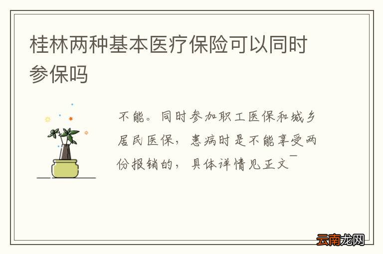 桂林两种基本医疗保险可以同时参保吗