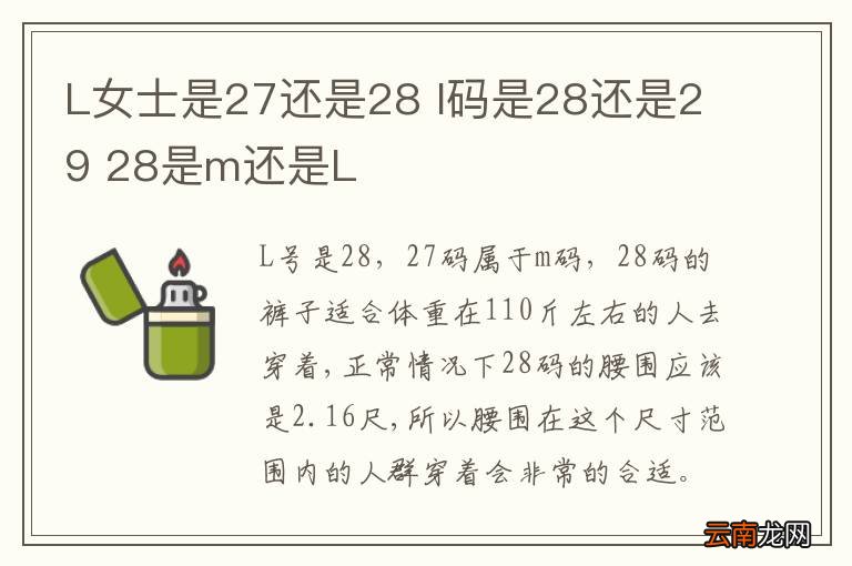 L女士是27还是28 l码是28还是29 28是m还是L