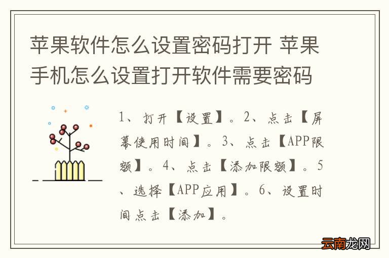 苹果软件怎么设置密码打开 苹果手机怎么设置打开软件需要密码