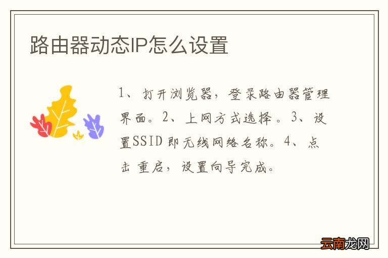 路由器动态IP怎么设置