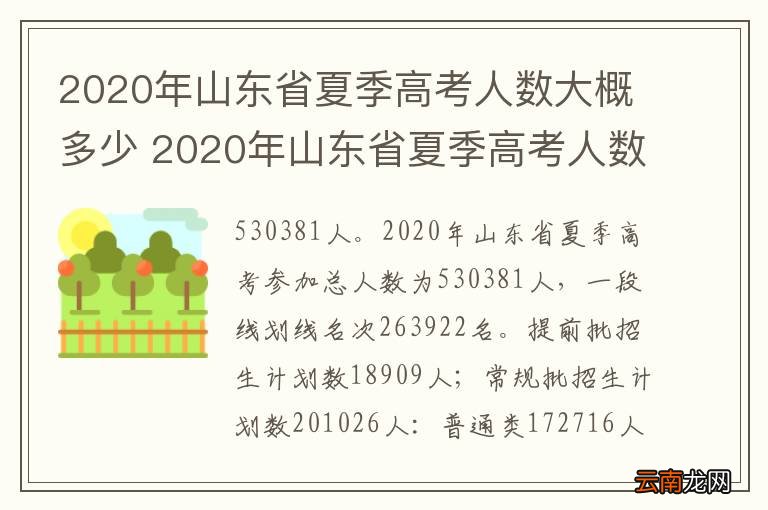 2020年山东省夏季高考人数大概多少 2020年山东省夏季高考人数