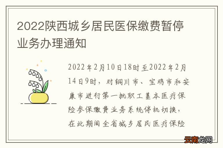2022陕西城乡居民医保缴费暂停业务办理通知