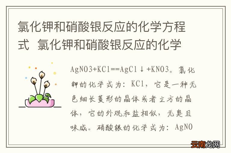 氯化钾和硝酸银反应的化学方程式氯化钾和硝酸银反应的化学方程式是什么