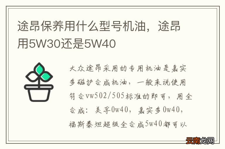 途昂保养用什么型号机油，途昂用5W30还是5W40