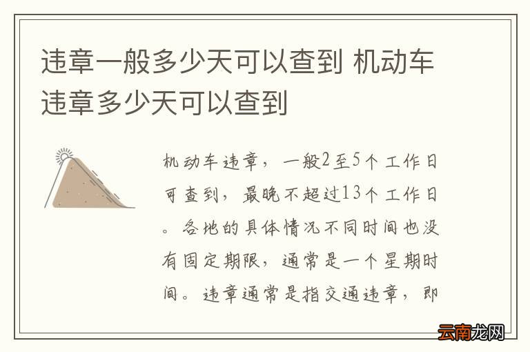 违章一般多少天可以查到 机动车违章多少天可以查到