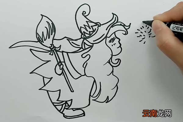 漂亮女巫简笔画 可爱女巫简笔画