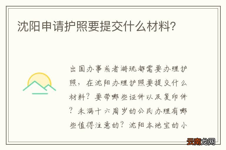 沈阳申请护照要提交什么材料？