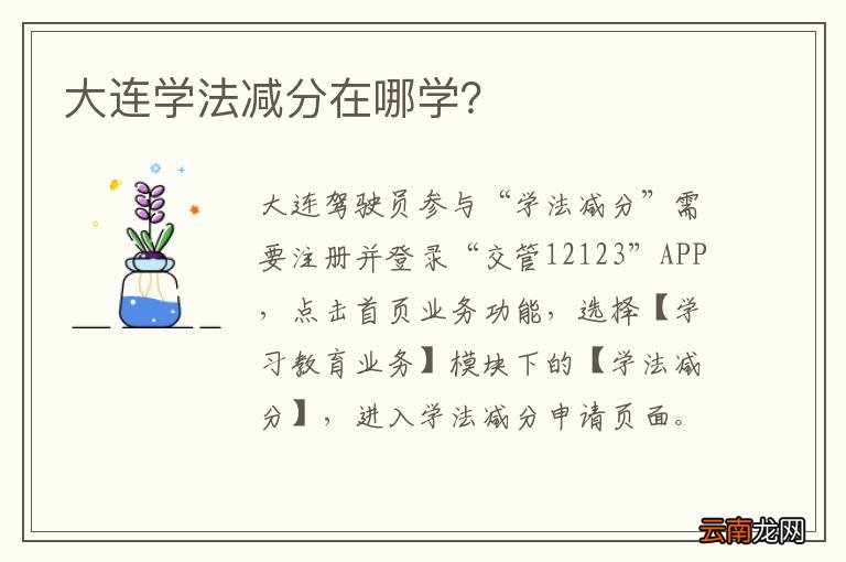 大连学法减分在哪学？