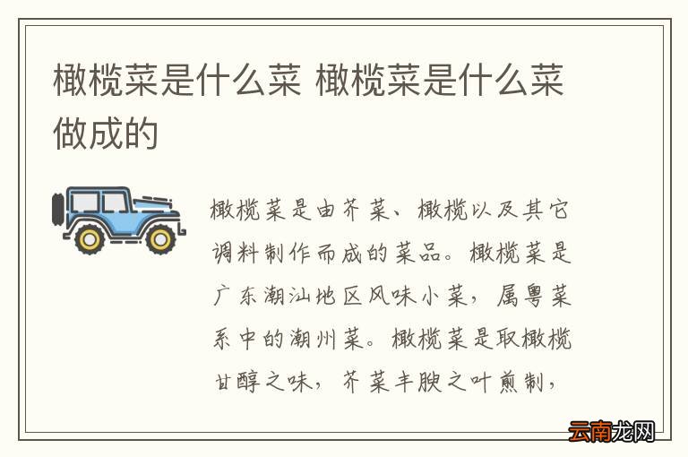 橄榄菜是什么菜 橄榄菜是什么菜做成的