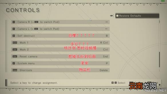 尼尔机械纪元按键修改界面中英文对照一览 按键怎么修改？