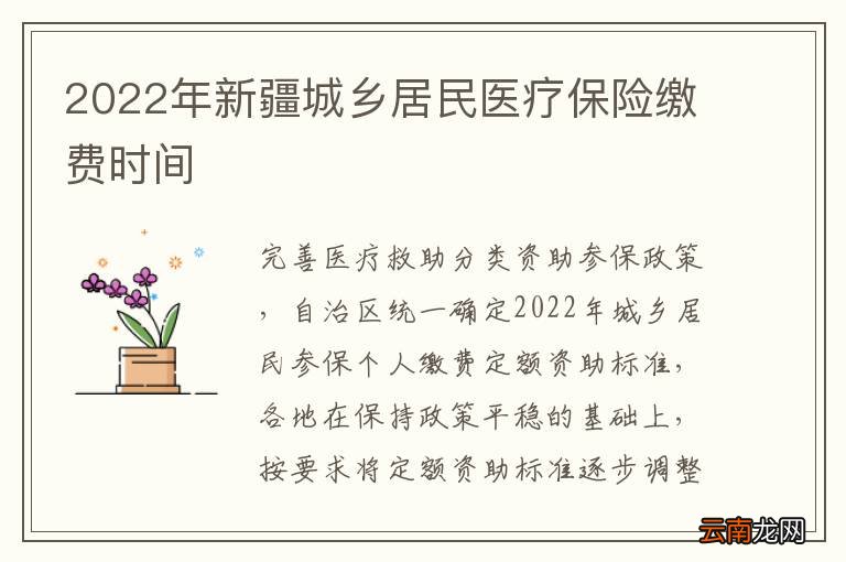 2022年新疆城乡居民医疗保险缴费时间