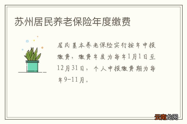 苏州居民养老保险年度缴费