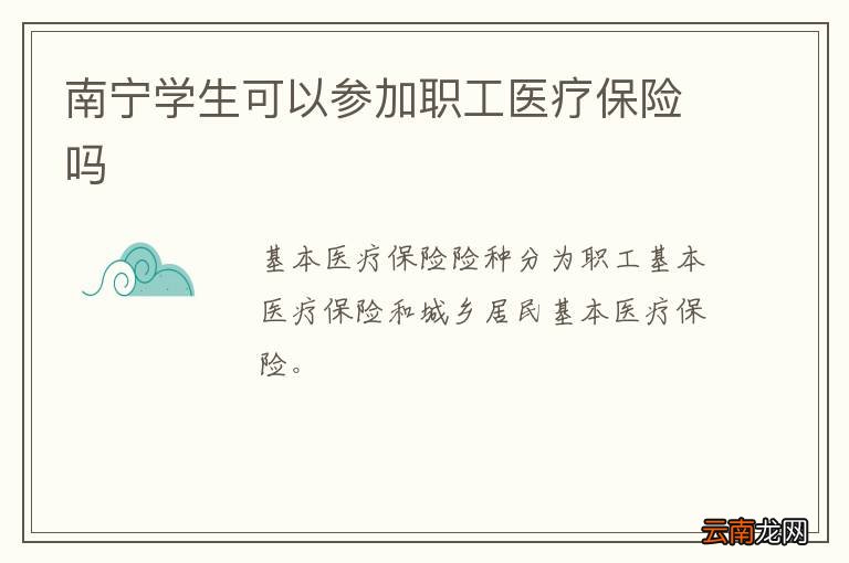 南宁学生可以参加职工医疗保险吗