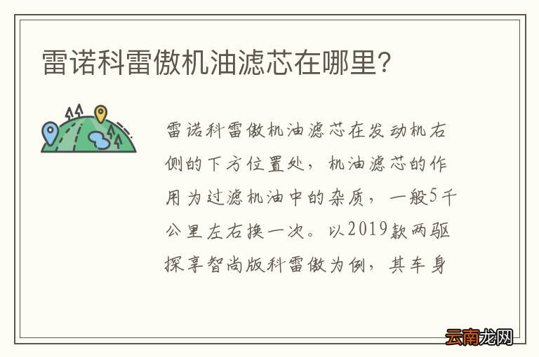 雷诺科雷傲机油滤芯在哪里？