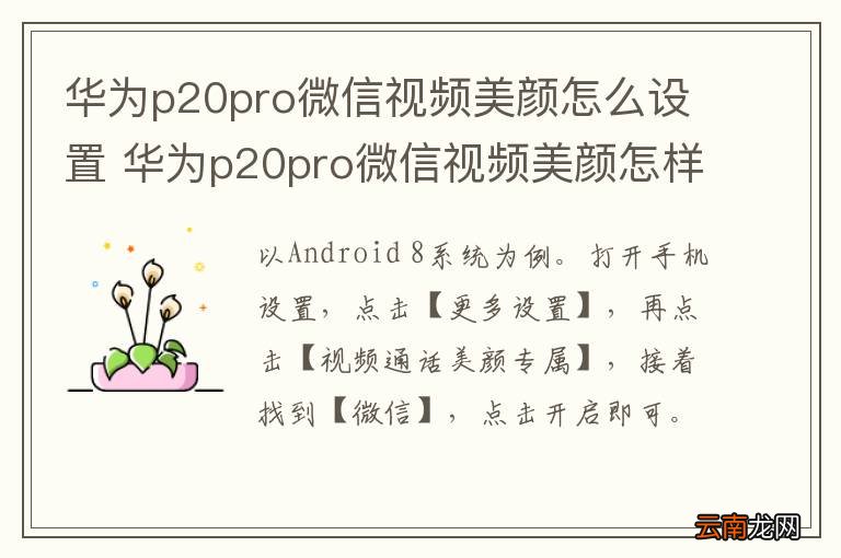 华为p20pro微信视频美颜怎么设置 华为p20pro微信视频美颜怎样设置
