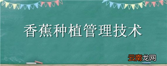 香蕉种植管理技术