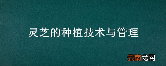 灵芝的种植技术与管理
