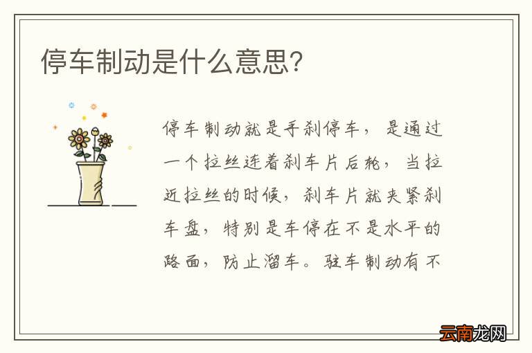 停车制动是什么意思？