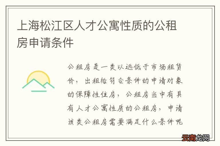 上海松江区人才公寓性质的公租房申请条件