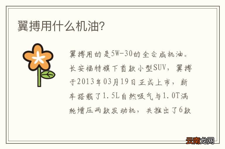 翼搏用什么机油？