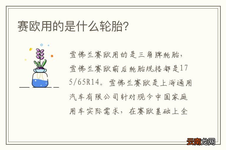 赛欧用的是什么轮胎？