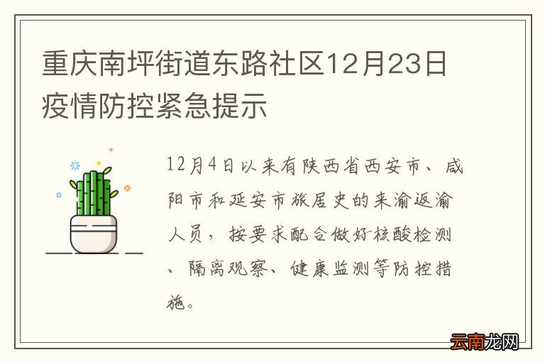 重庆南坪街道东路社区12月23日疫情防控紧急提示