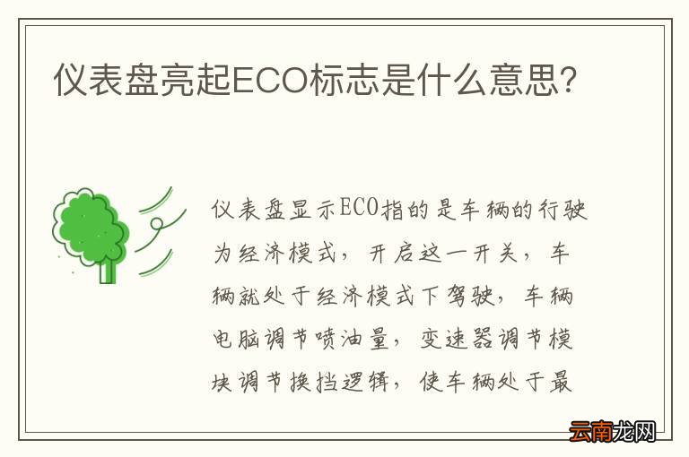 仪表盘亮起ECO标志是什么意思？