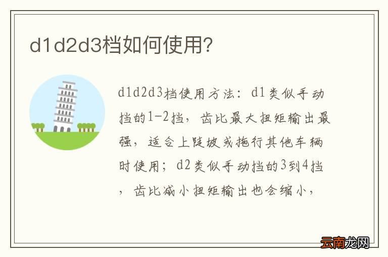 d1d2d3档如何使用？