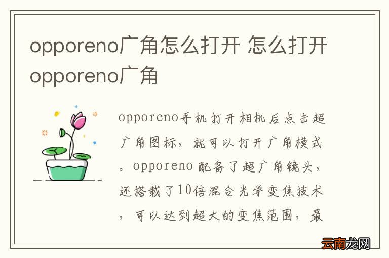 opporeno广角怎么打开 怎么打开opporeno广角