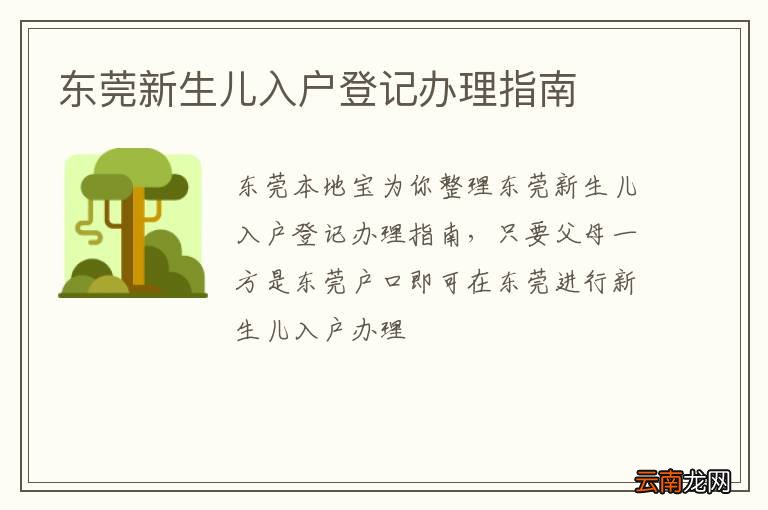 东莞新生儿入户登记办理指南