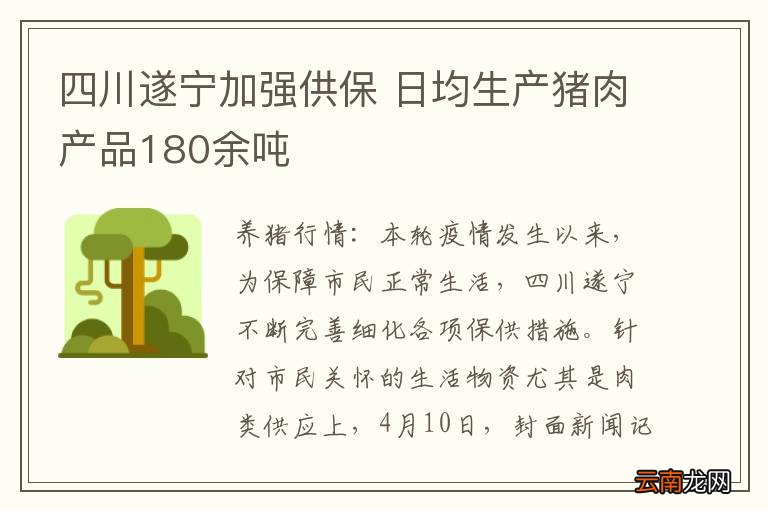 四川遂宁加强供保 日均生产猪肉产品180余吨