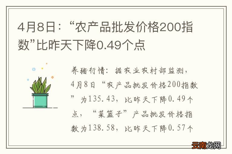 4月8日：“农产品批发价格200指数”比昨天下降0.49个点