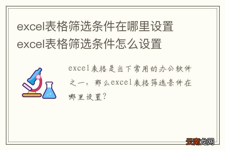 excel表格筛选条件在哪里设置 excel表格筛选条件怎么设置