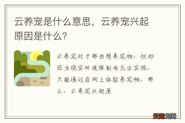 云养宠是什么意思，云养宠兴起原因是什么？