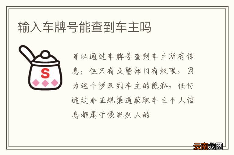 输入车牌号能查到车主吗